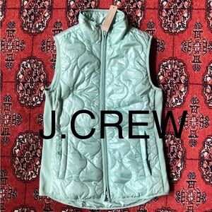 BRAND NEW J.Crew XXXS Pale Green Zip Front Primaloft Filled Quilted Vest